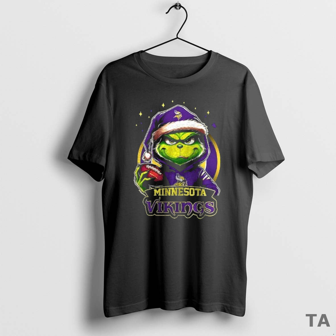 Top Grinch With Santa Hat X Minnesota Vikings Merry Christmas T Shirt Sweater