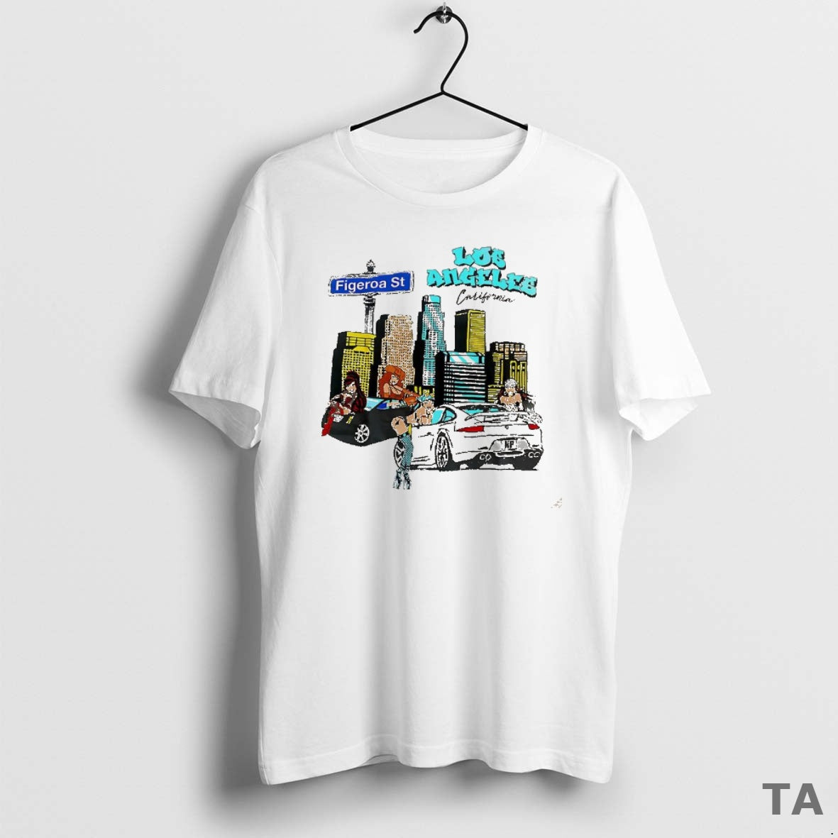 Top Los Angeles California Figueroa Street City Skyline Cartoon T Shirt Sweater