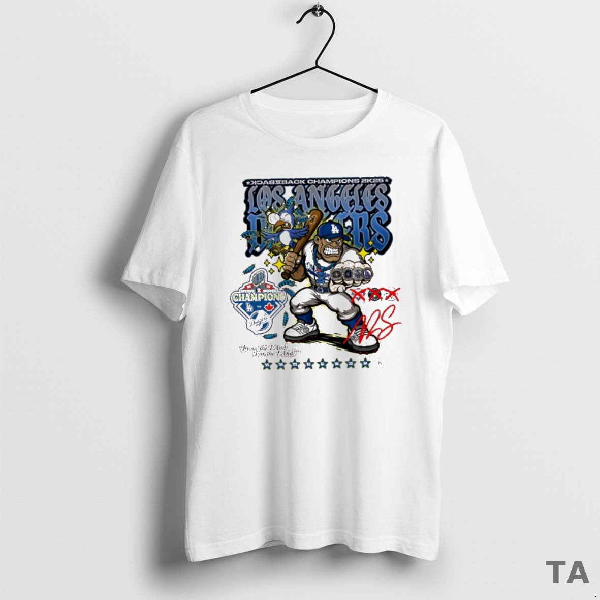 Top Los Angeles Dodgers Back 2k25 Champions None 2 Some Cartoon T Shirt Sweater