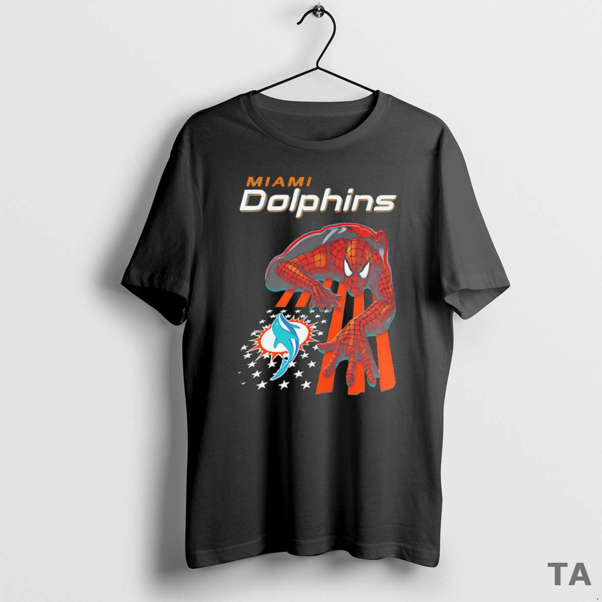 Top Miami Dolphins Spiderman America Flag T Shirt Sweater