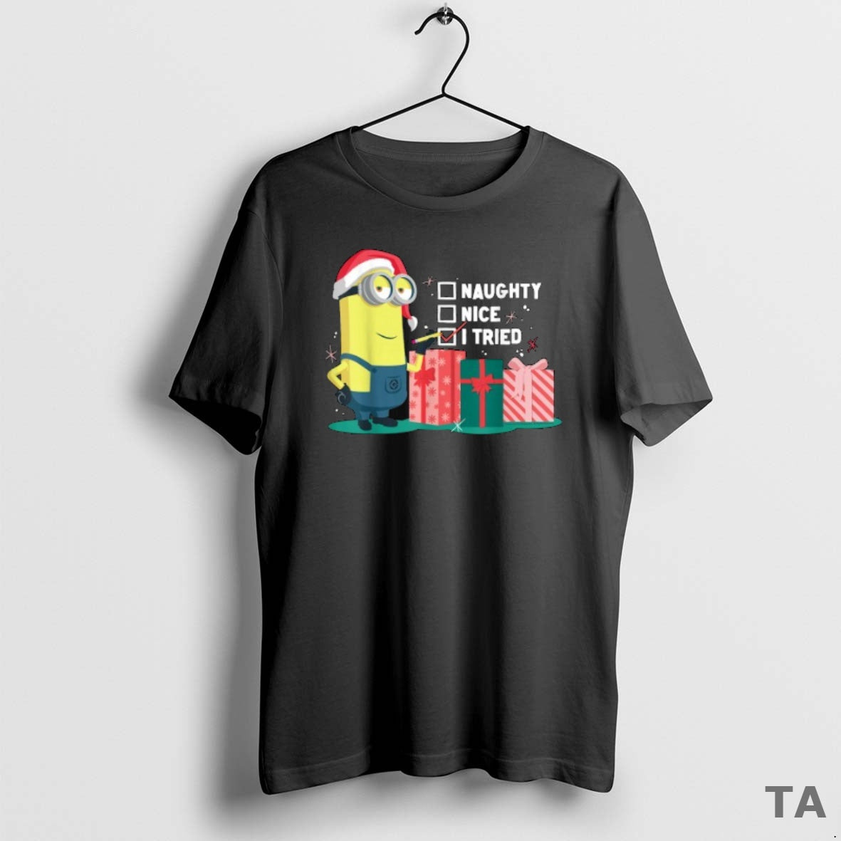 Top Minion Naughty Nice I Tried Christmas T Shirt Sweater