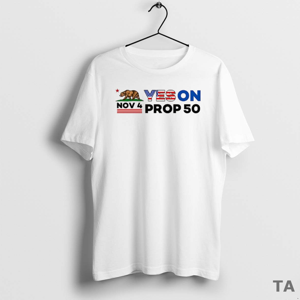 Top Nov 4 Yes On Prop 50 Bear With American Flag T Shirt Sweater