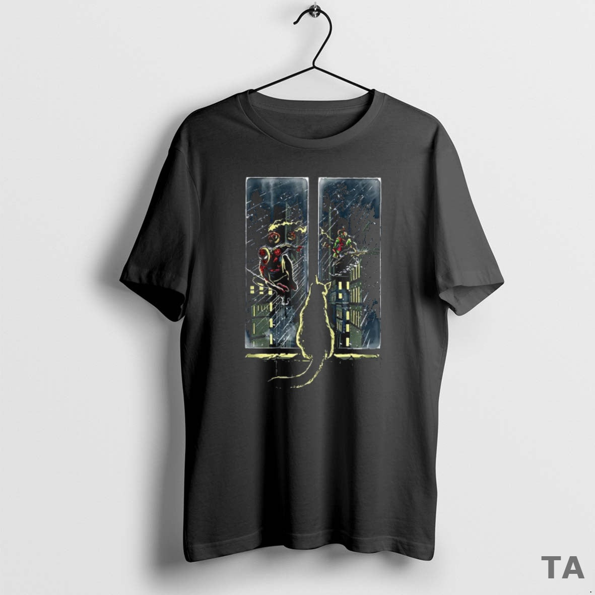 Top Spiderman Vs Green Goblin Curious Cat T Shirt Sweater