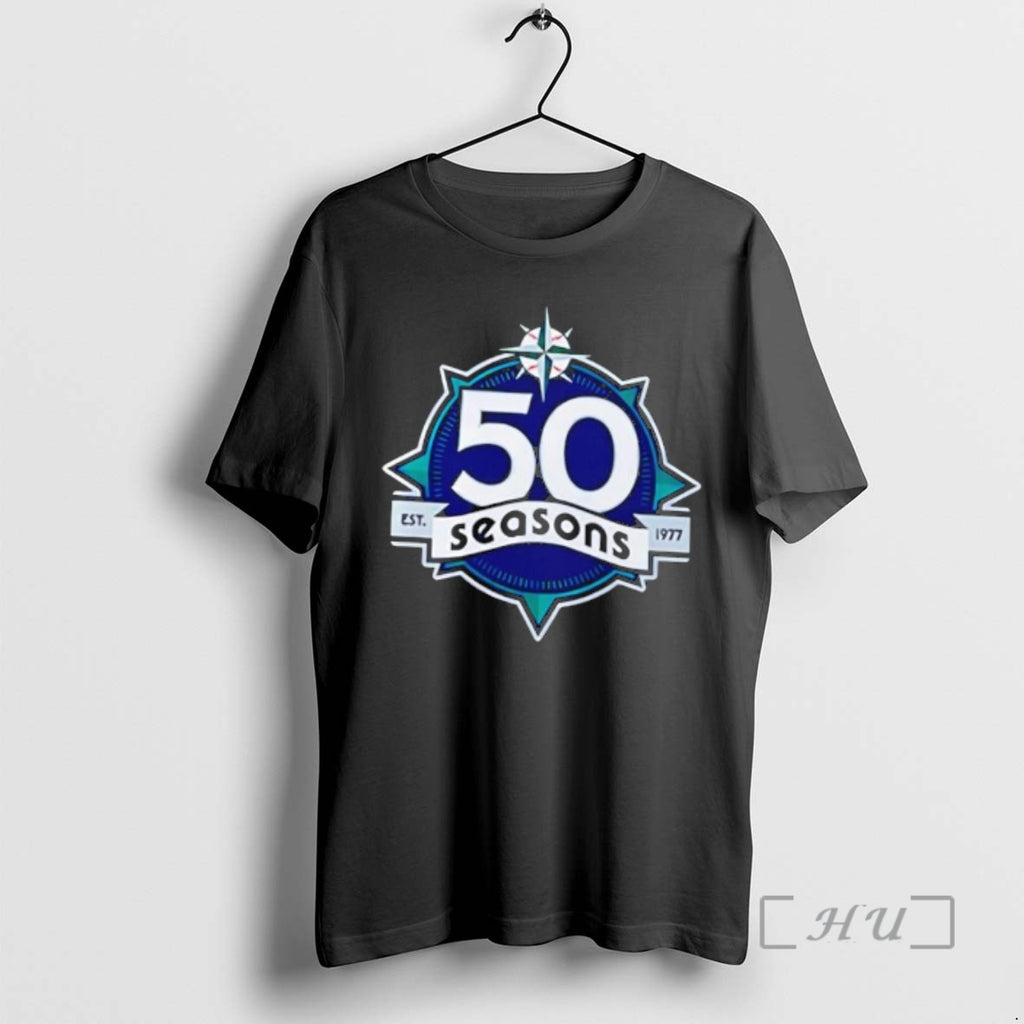 Trending 50 Seasons Established 1977 Compass Star Anniversary Logo Seattle Sports Team Premium T Shirts