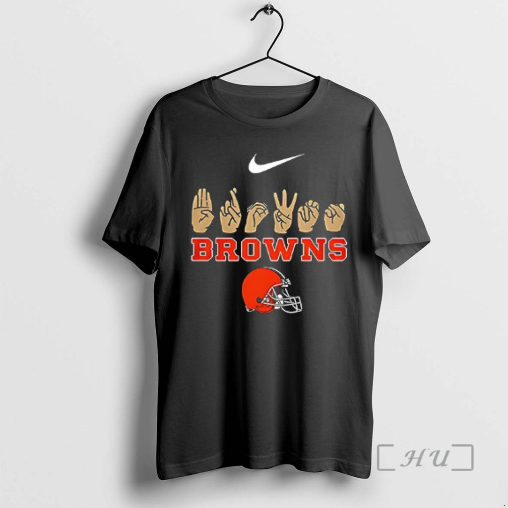 Trending Cleveland Browns Deaf Awareness Care Understand Love Hand Signs Double Sided Graphic Premium