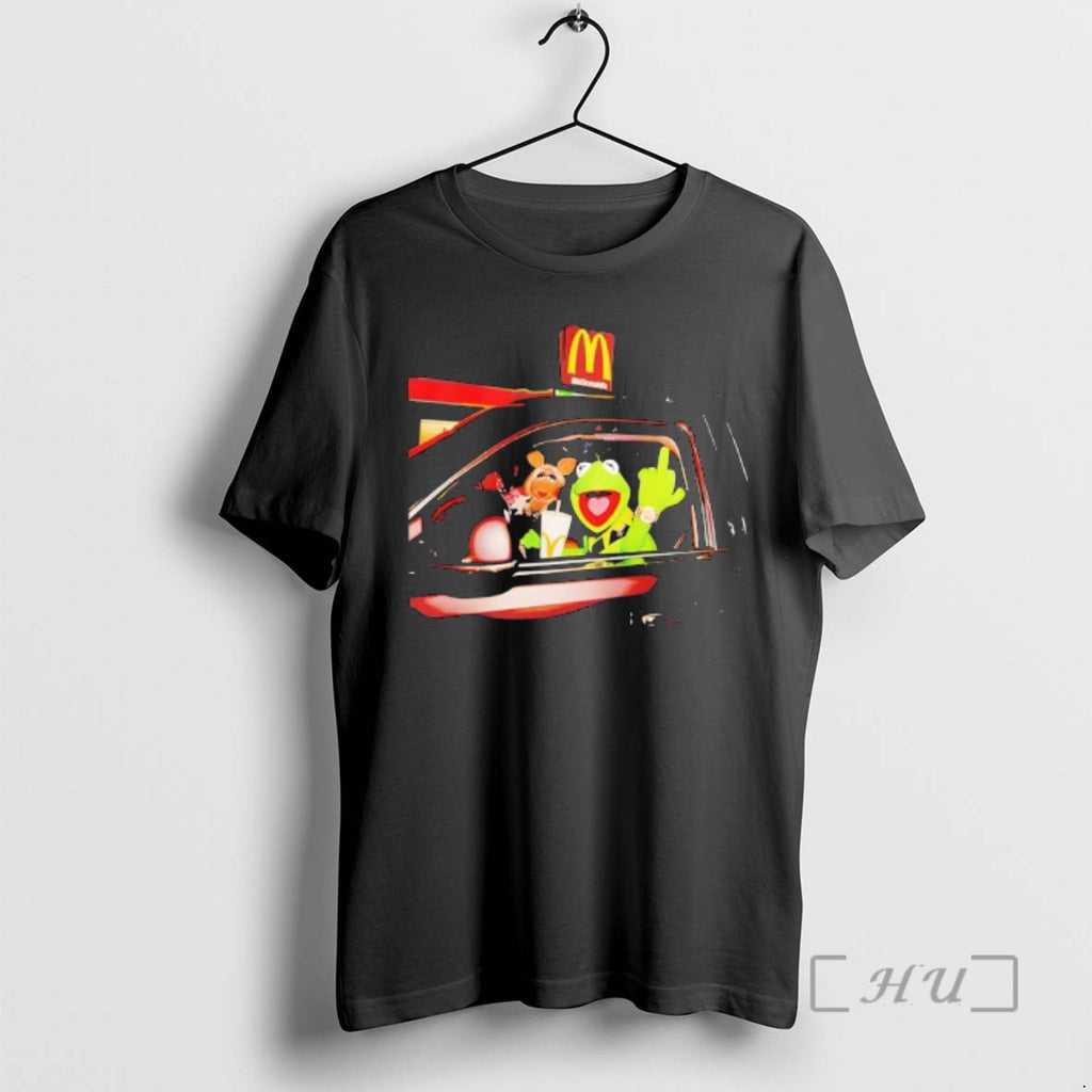 Trending Frog Kermit Middle Finger And Miss Piggy Riding Car At Mcdonalds Premium T Shirts