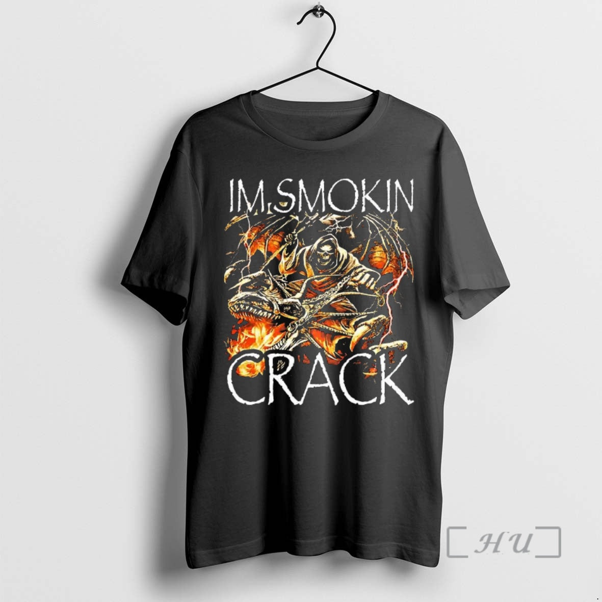Trending Im Smokin Crack Skeleton Riding Dragon Premium T Shirt Sweater