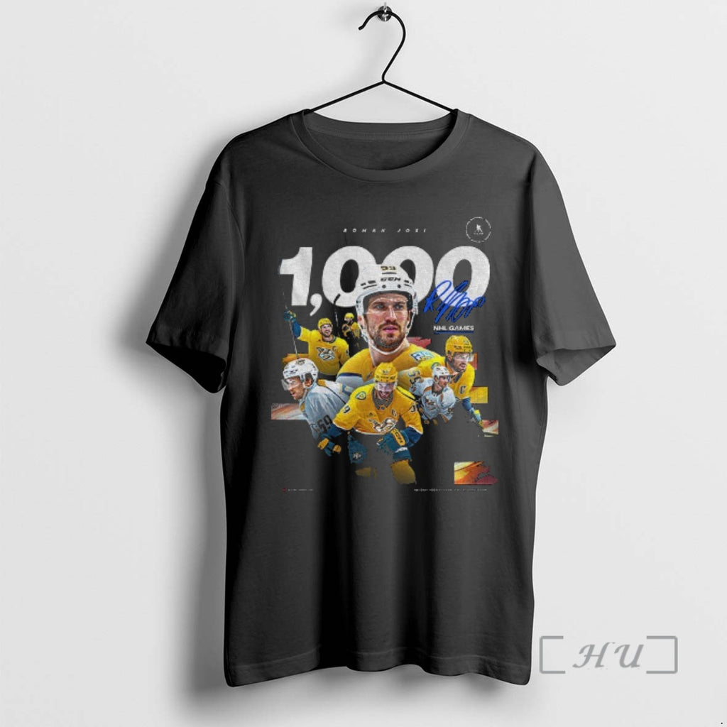 Trending Roman Josi 1000 Games Nashville Predators Hockey Nhl Games Graphic Signature Premium T Shirts