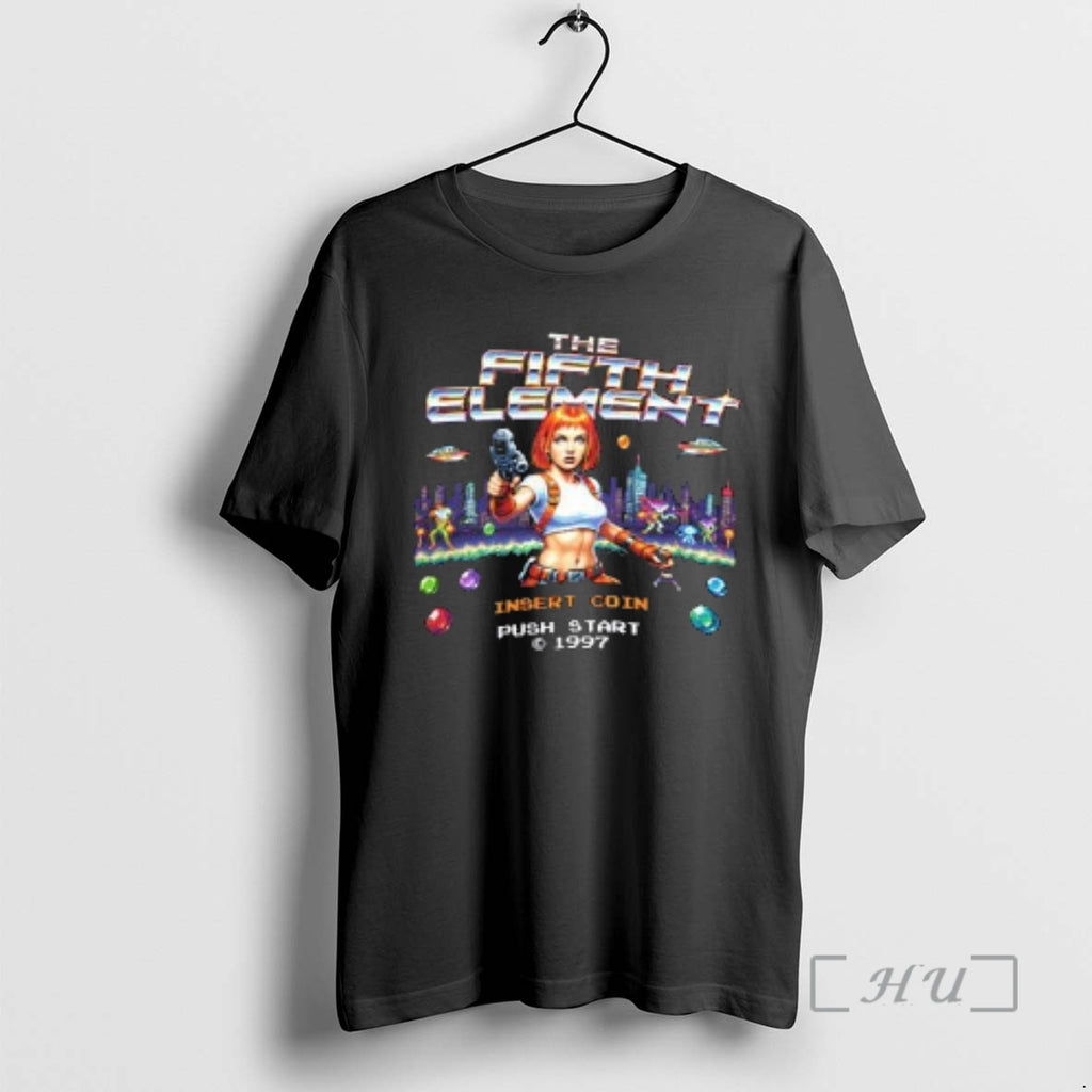 Trending The Fifth Element Insert Coin Push Start 1997 8 Bit Retro Premium T Shirts