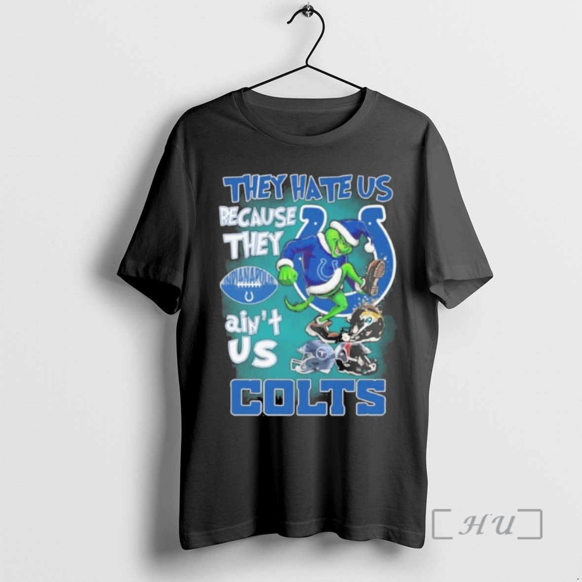 Trending They Hate Us Because They Aint Us Colts Grinch Premium T Shirt Sweater