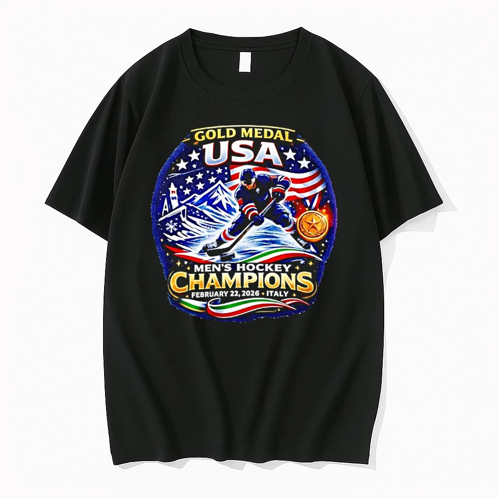 Usa Men Hockey Gold Medal Champions 2026 Italy Commemorative Tshirts Sweater