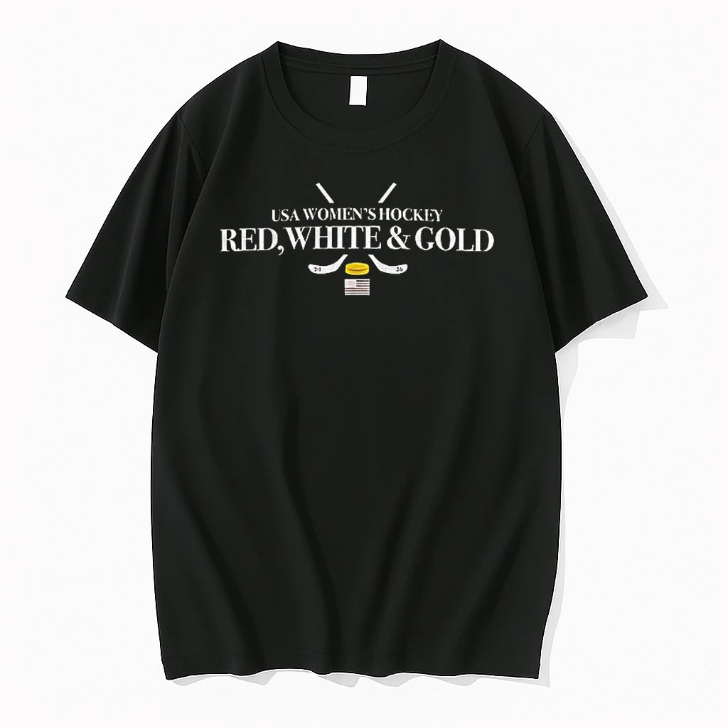 Usa Womens Hockey Red White Gold Olympics Gold Medal Tshirts Sweater