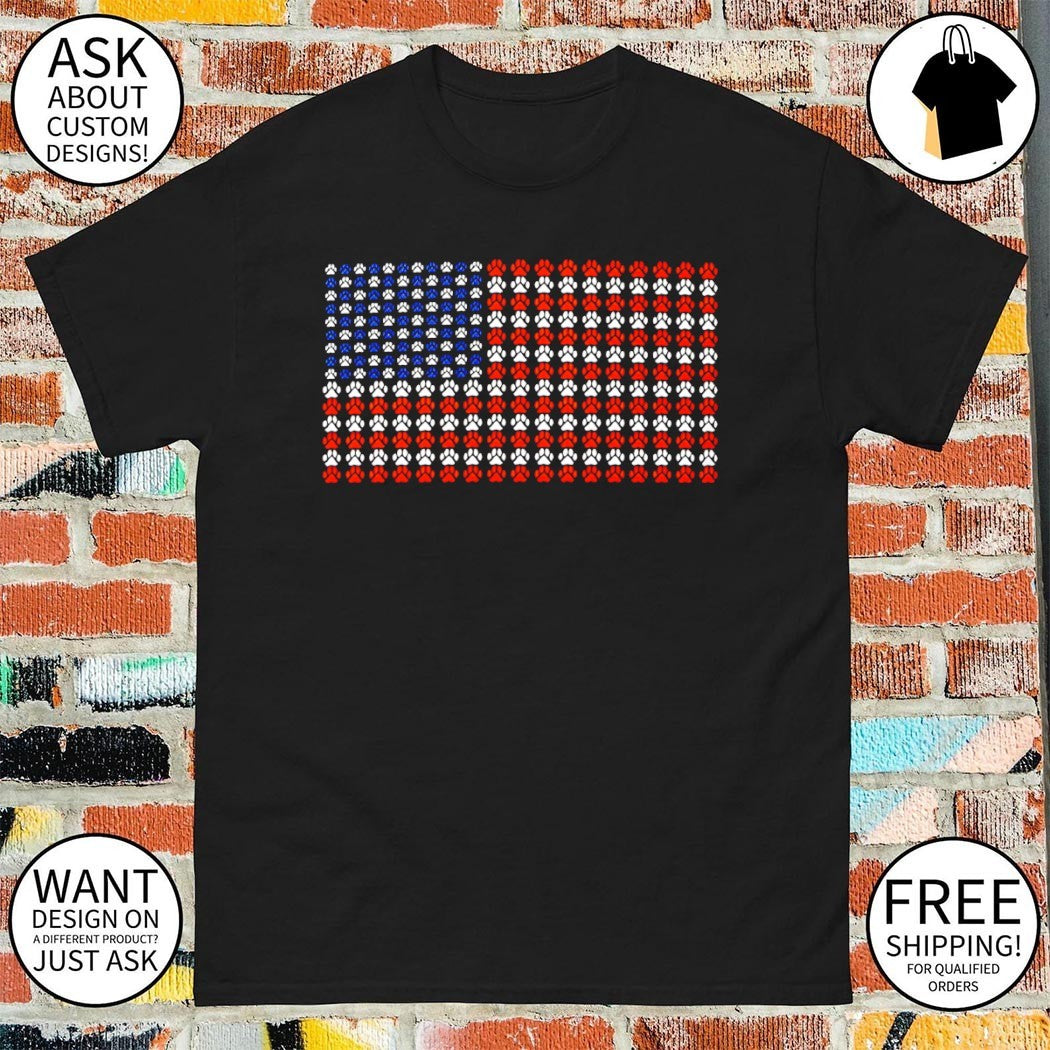 USA flag Dog paw America 4th of July shirt