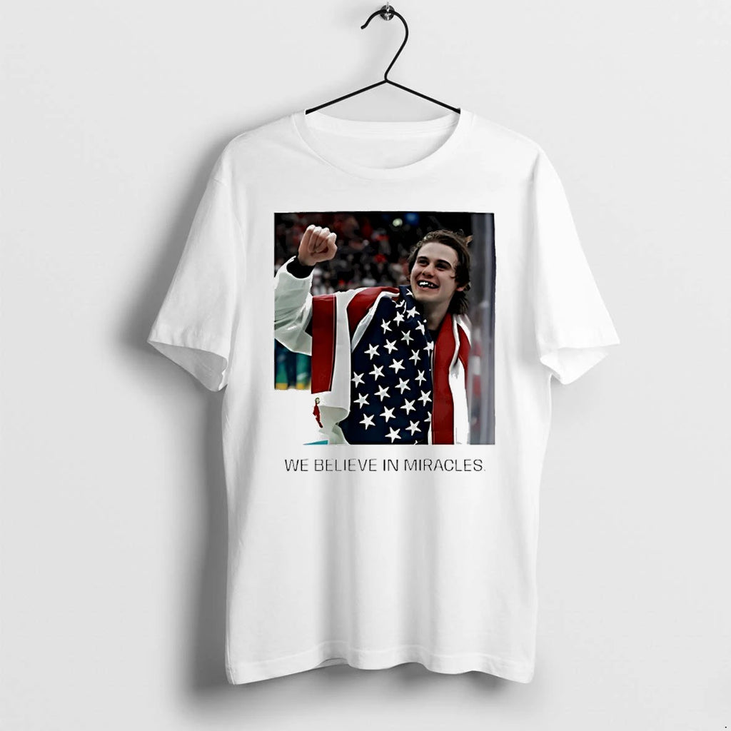 We Believe In Miracles Jack Hughes Usa Hockey Champs Tshirts Sweater
