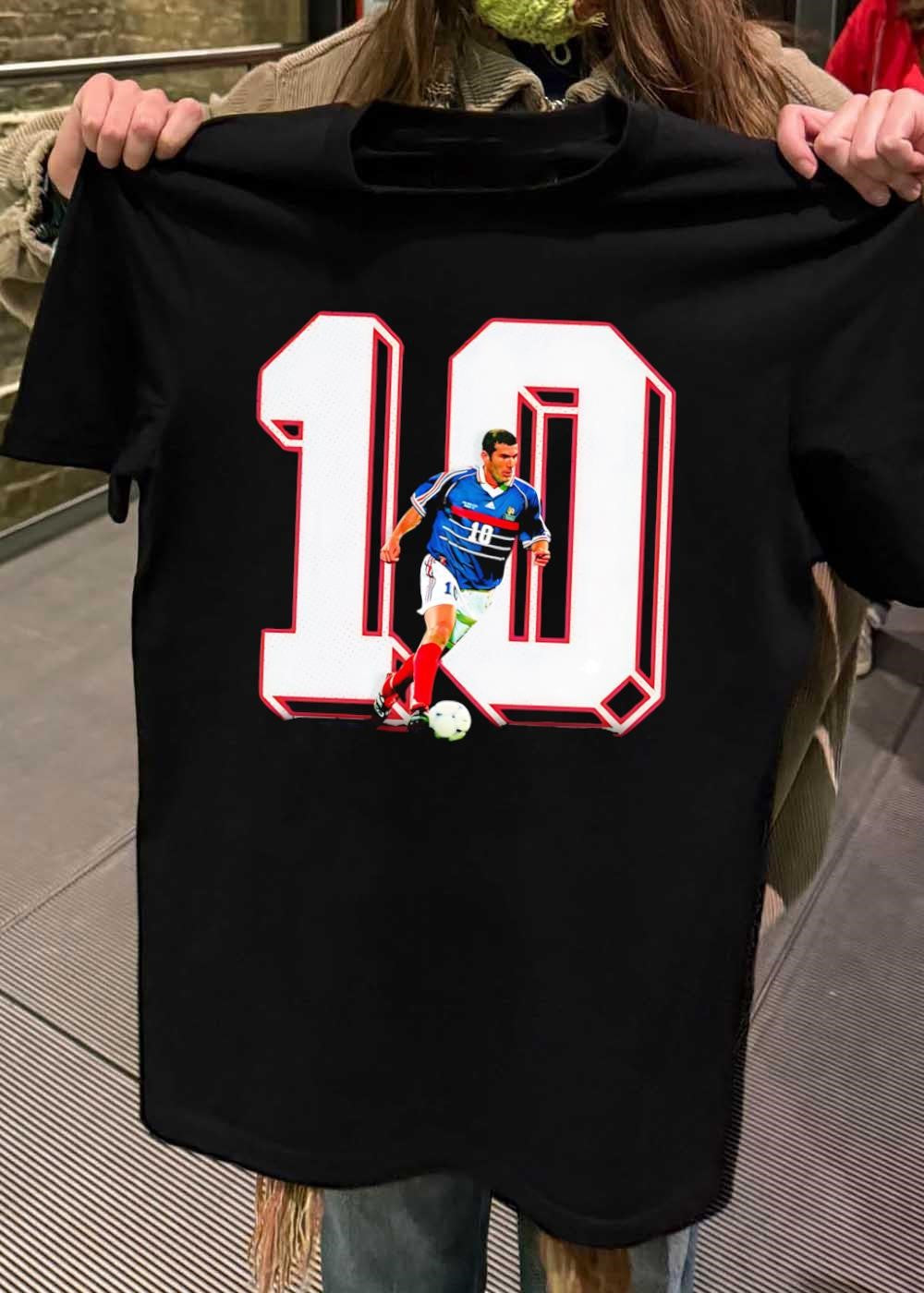 Zinedine Zidane Dribbling with France National Team Soccer Shirt