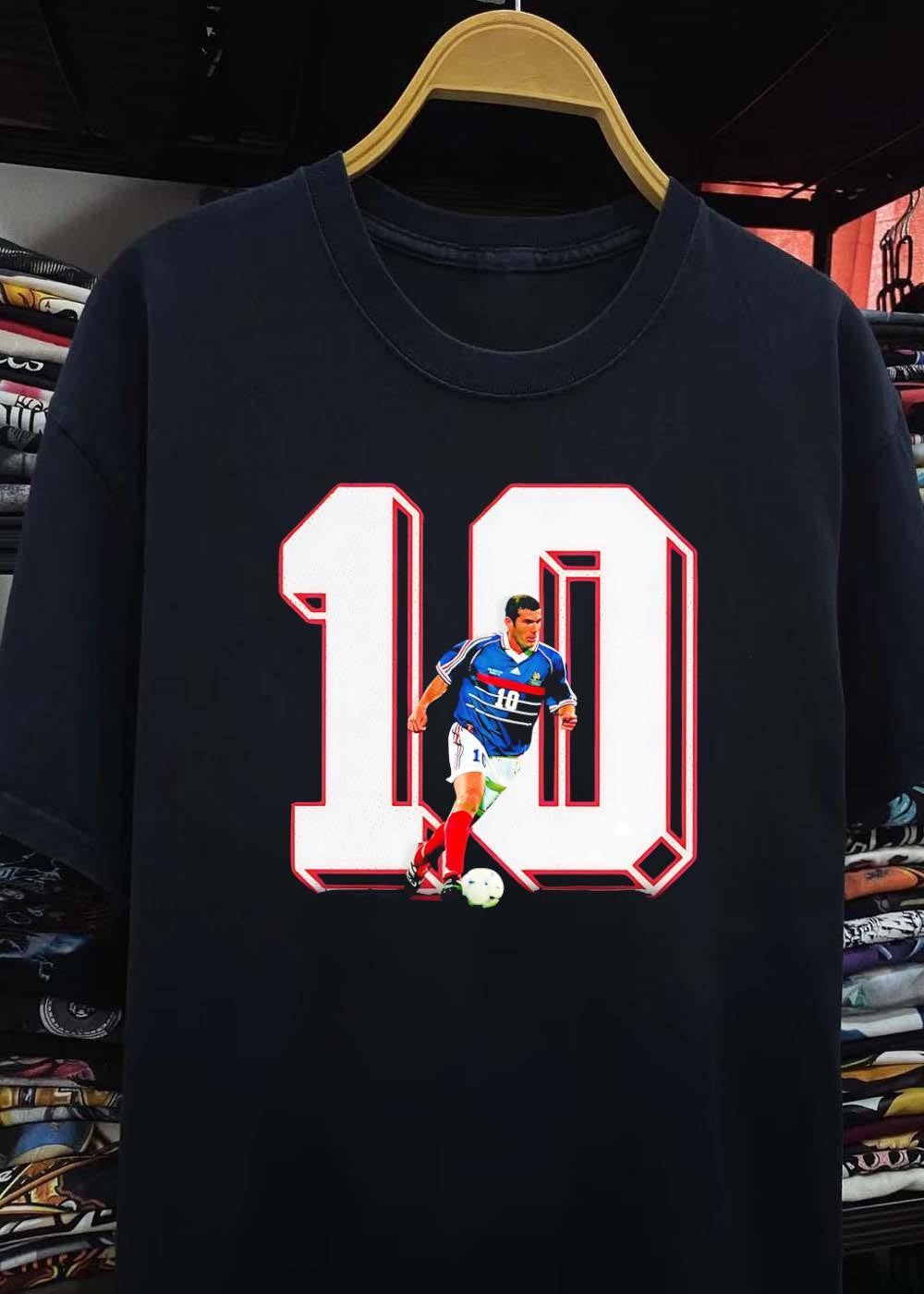 Zinedine Zidane Dribbling with France National Team Soccer Shirt