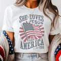 Vintage USA She Loves Jesus and America Too Graphic Tee Unisex , , , Long Sleeve Tee