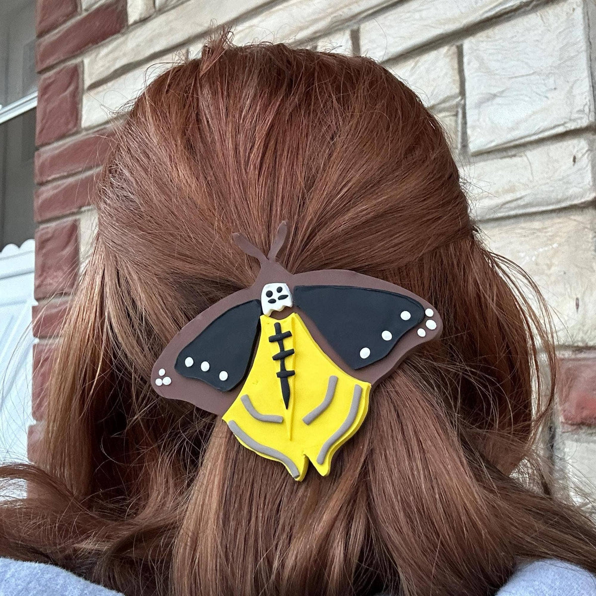Death's Head Moth Polymer Clay French Barrette Unisex , , , Long Sleeve Tee