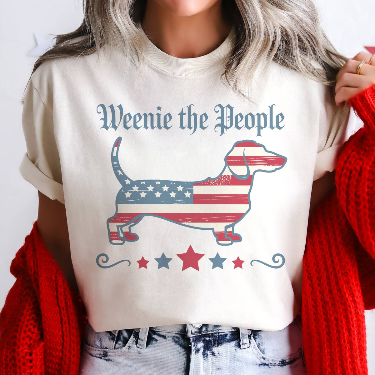 USA Dachshund Dog Flag Patriotic Weenie Puppy Graphic Tee Unisex , , , Long Sleeve Tee