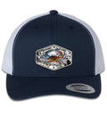 American Blue Crab 6 Panel Trucker Snap Back Navy White Hat Unisex , , , Long Sleeve Tee