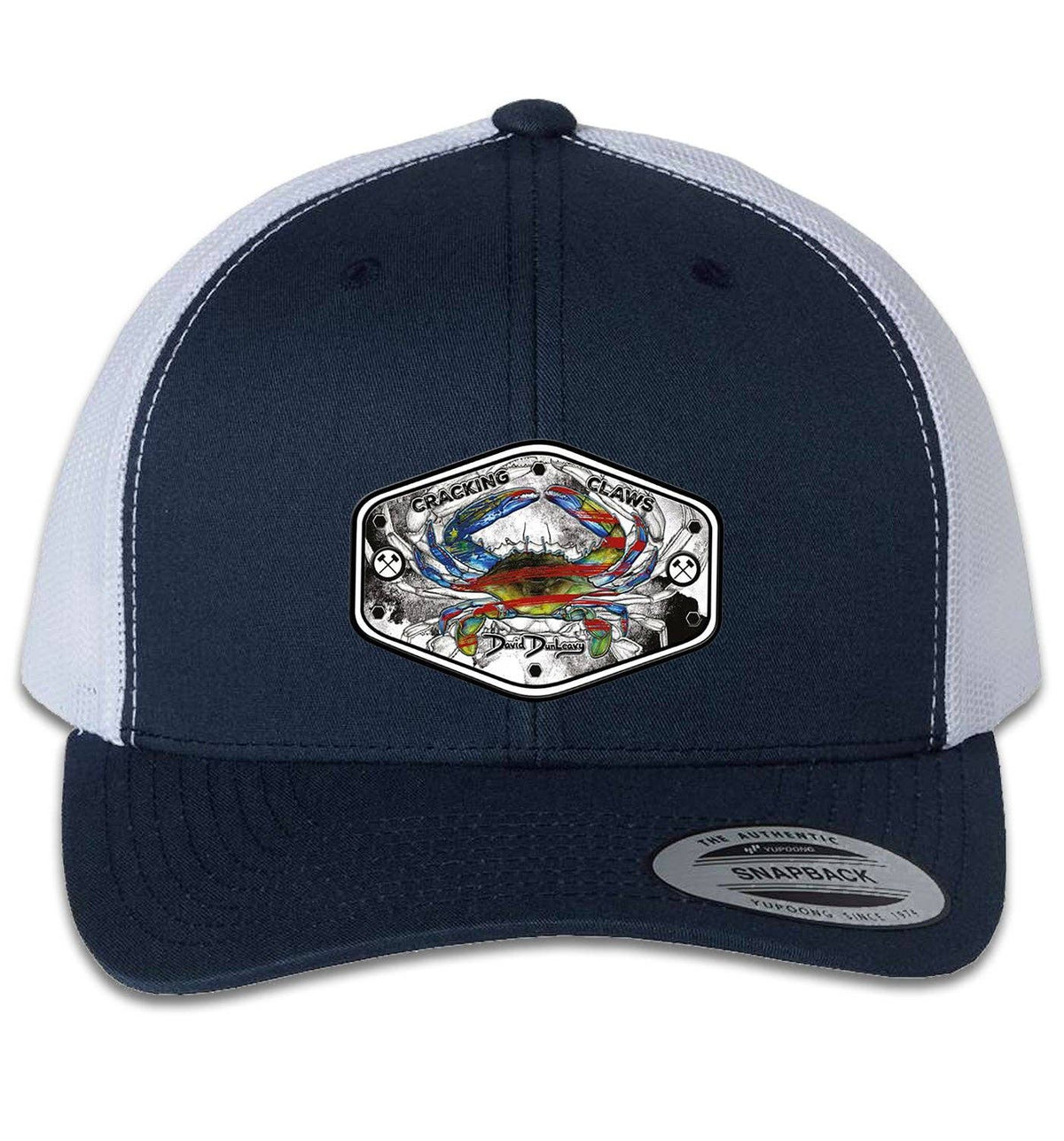 American Blue Crab 6 Panel Trucker Snap Back Navy White Hat Unisex , , , Long Sleeve Tee