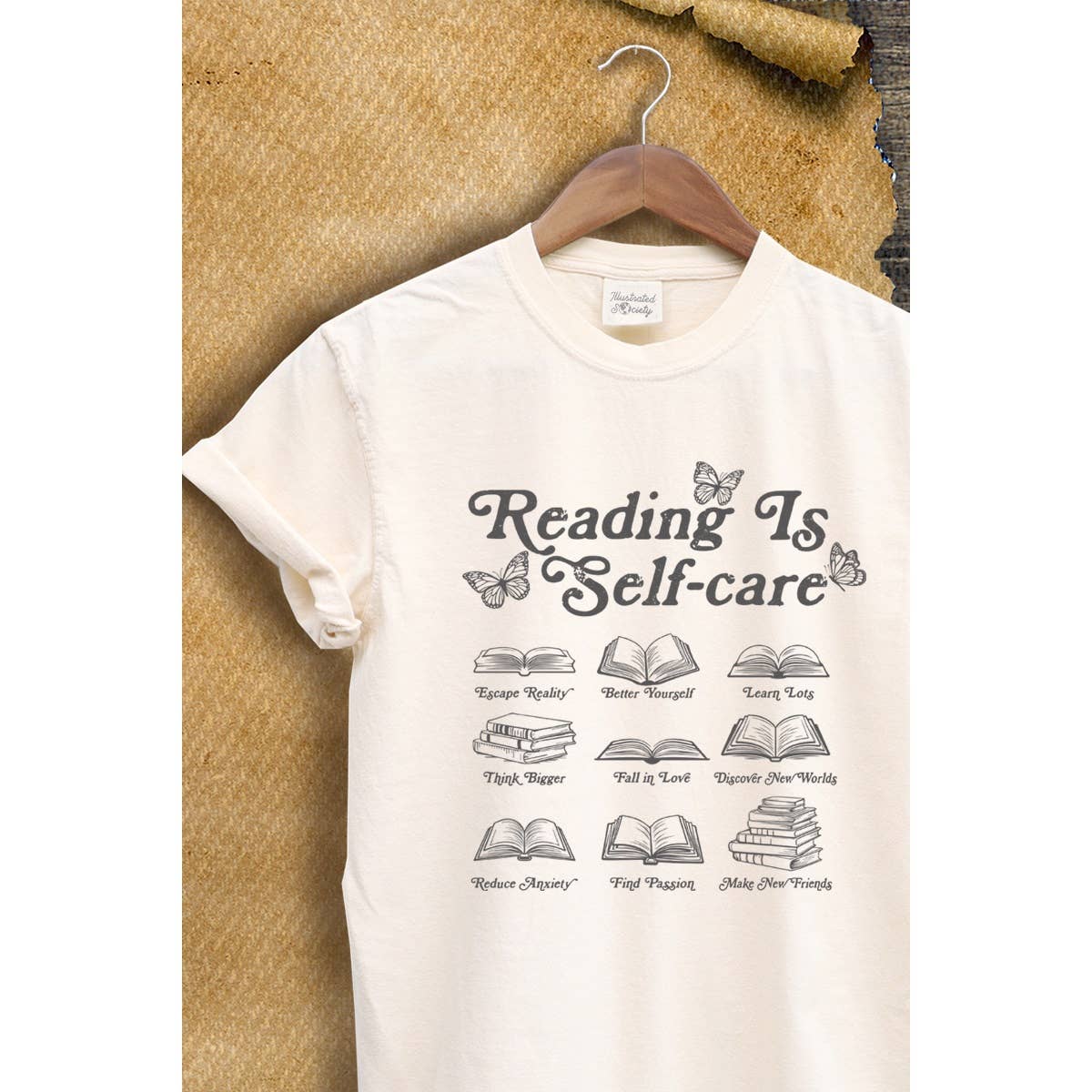 Reading Is Self Care Vintage Graphic Tee Unisex , , , Long Sleeve Tee