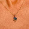 Blue Rose Birth Month Flower Necklace June Birth Flower Unisex , , , Long Sleeve Tee