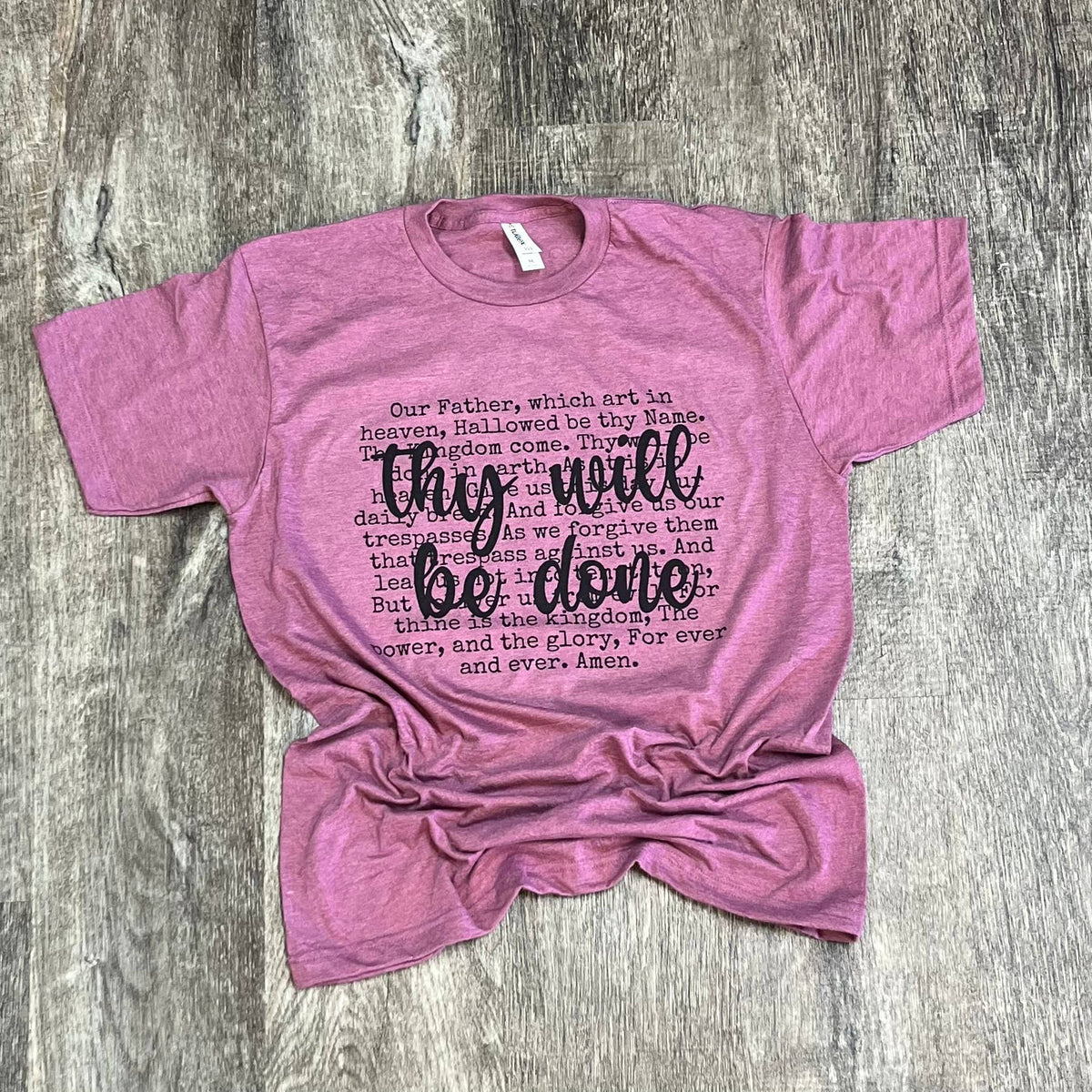 Thy Will Be Done On Tultex Heather Cassis Unisex , , , Long Sleeve Tee