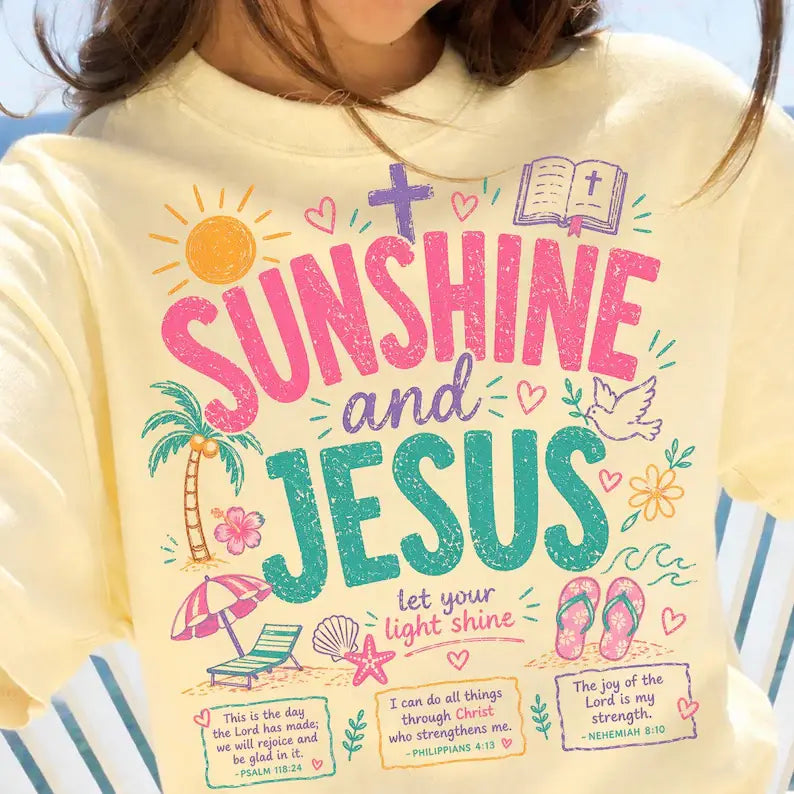 Sunshine and Jesus Comfort Colors Tee Unisex , , , Long Sleeve Tee