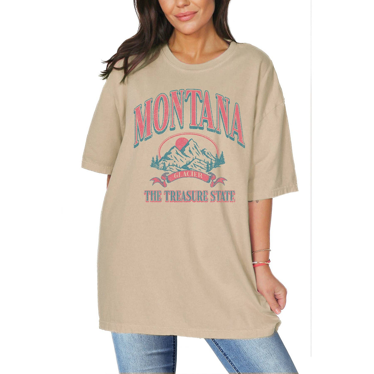 Montana Treasure State Glacier - Oversized Unisex T Unisex , , , Long Sleeve Tee