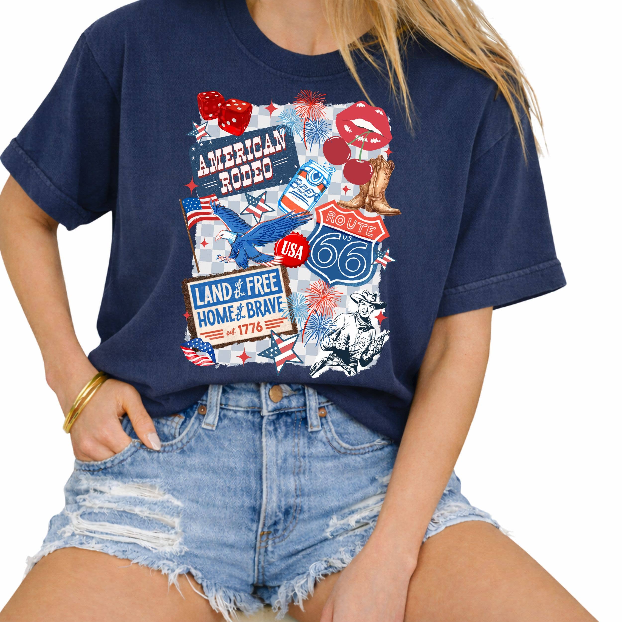 Land of the Free American Rodeo Graphic Tee Unisex , , , Long Sleeve Tee