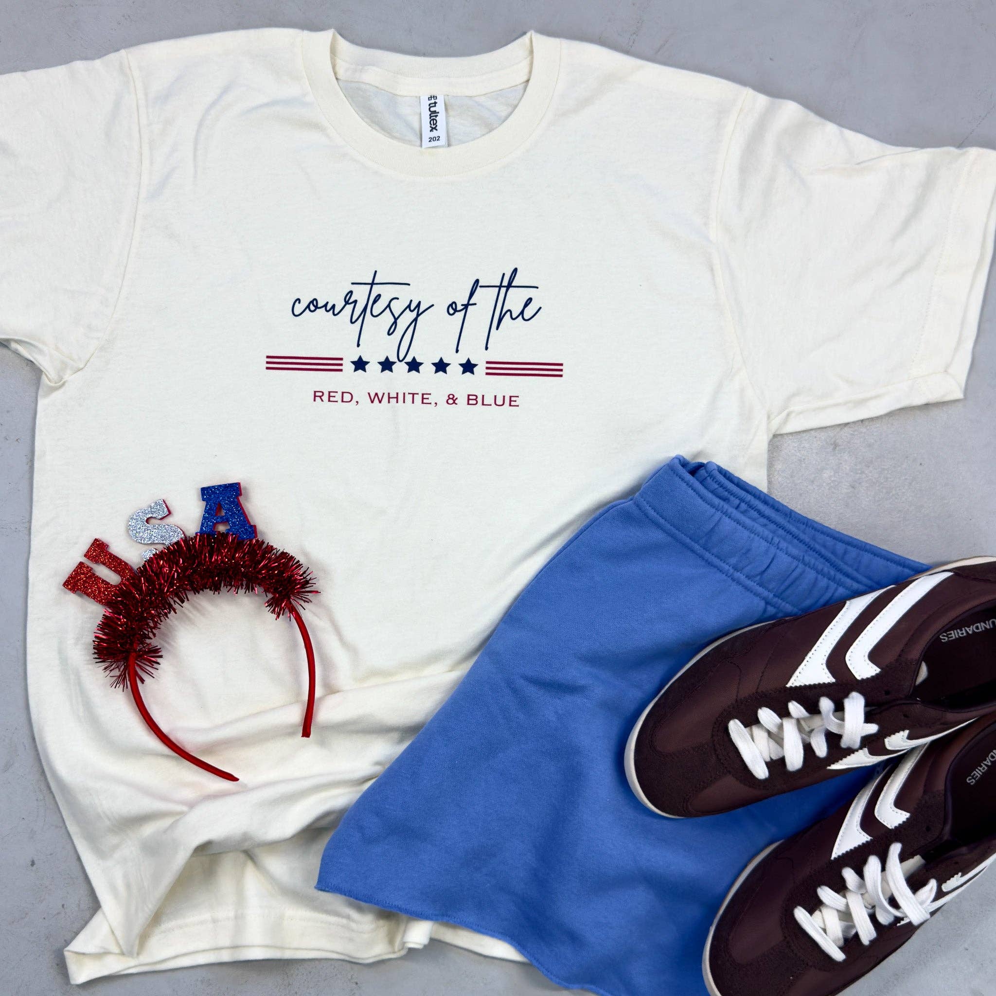 Courtesy of the Red, White and Blue Tee Unisex , , , Long Sleeve Tee