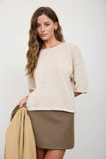 Raw Edge Boxy Short Sleeve Knit Sweater (Pre-Order) Unisex , , , Long Sleeve Tee
