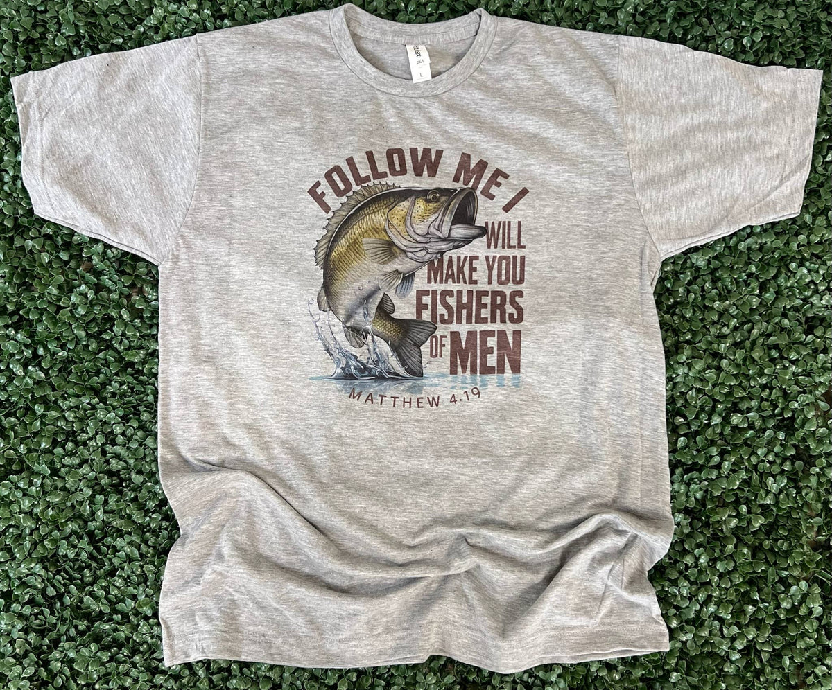 Follow Me Fish On Tultex Heather Gray Unisex , , , Long Sleeve Tee