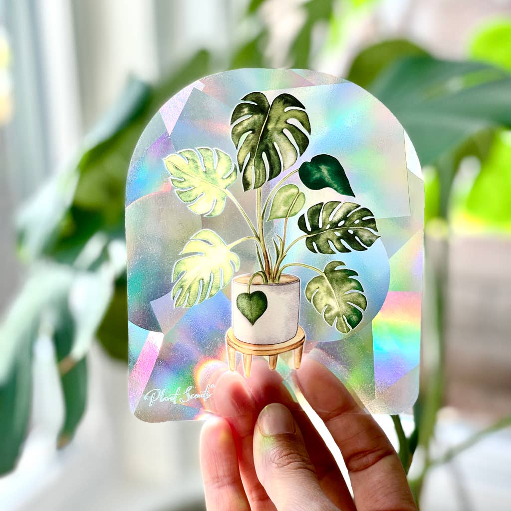 Rainbow Making Monstera Suncatcher Window Decal Sticker Unisex , , , Long Sleeve Tee
