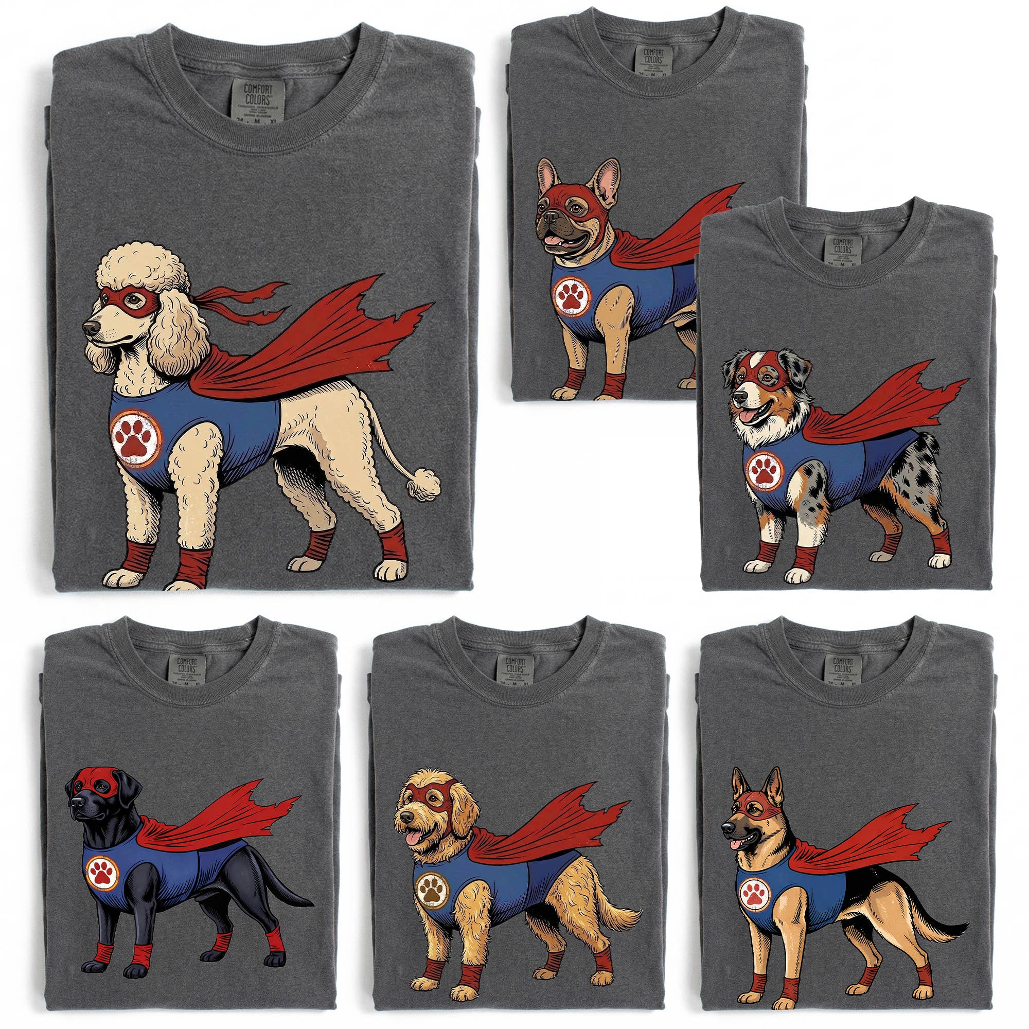 Super Hero Dogs: Comic Book Dog Comfort Colors Unisex , , , Long Sleeve Tee