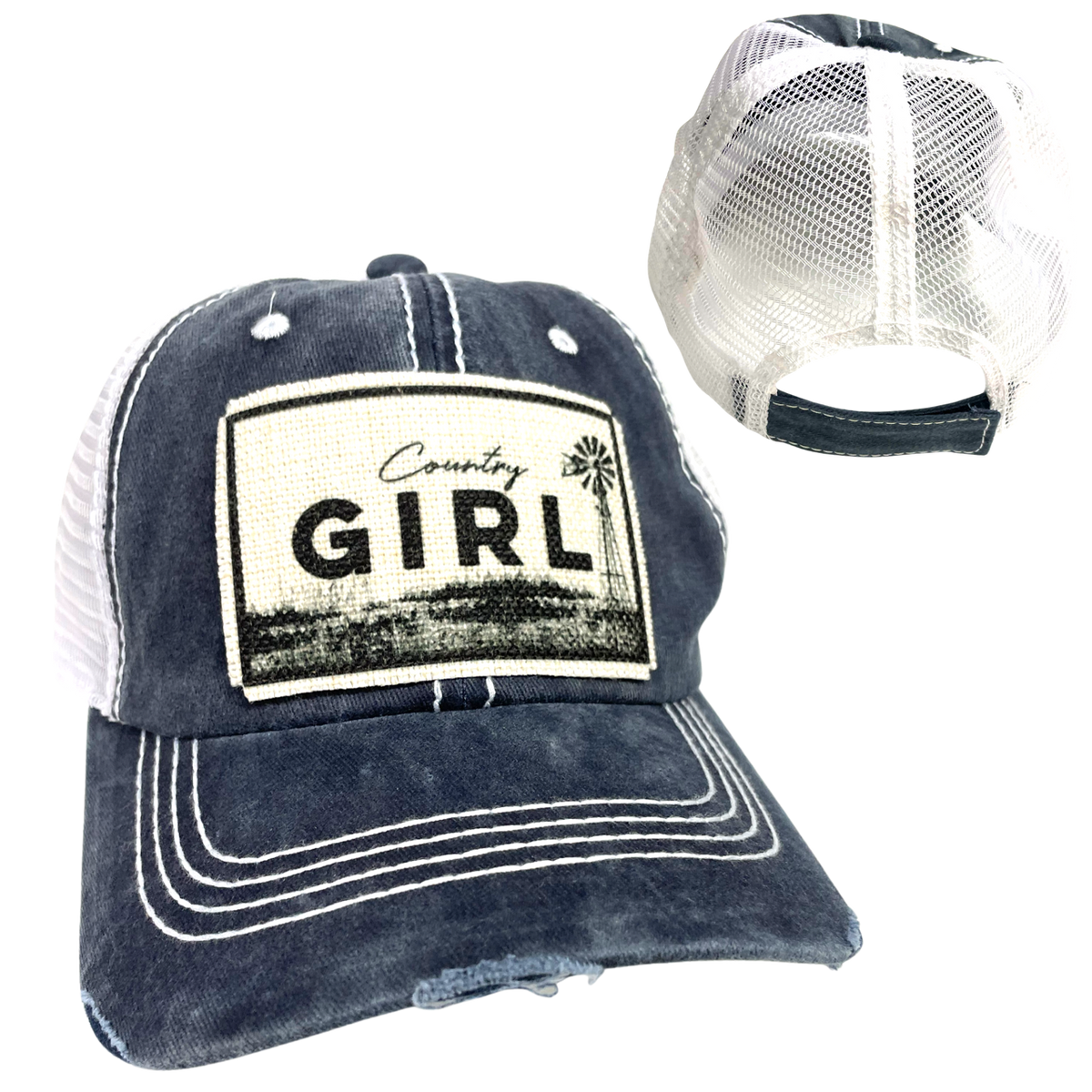 Country Girl Ball Cap | Woman's Hat | Distressed Unisex , , , Long Sleeve Tee