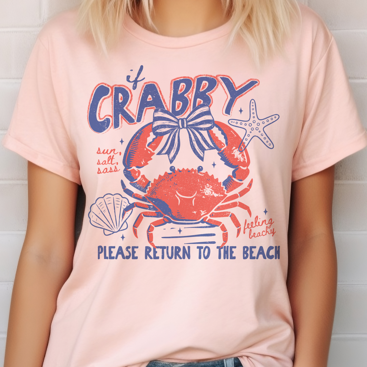 Summer Crabby Beach Vacation Resort Vintage Graphic Tee Unisex , , , Long Sleeve Tee