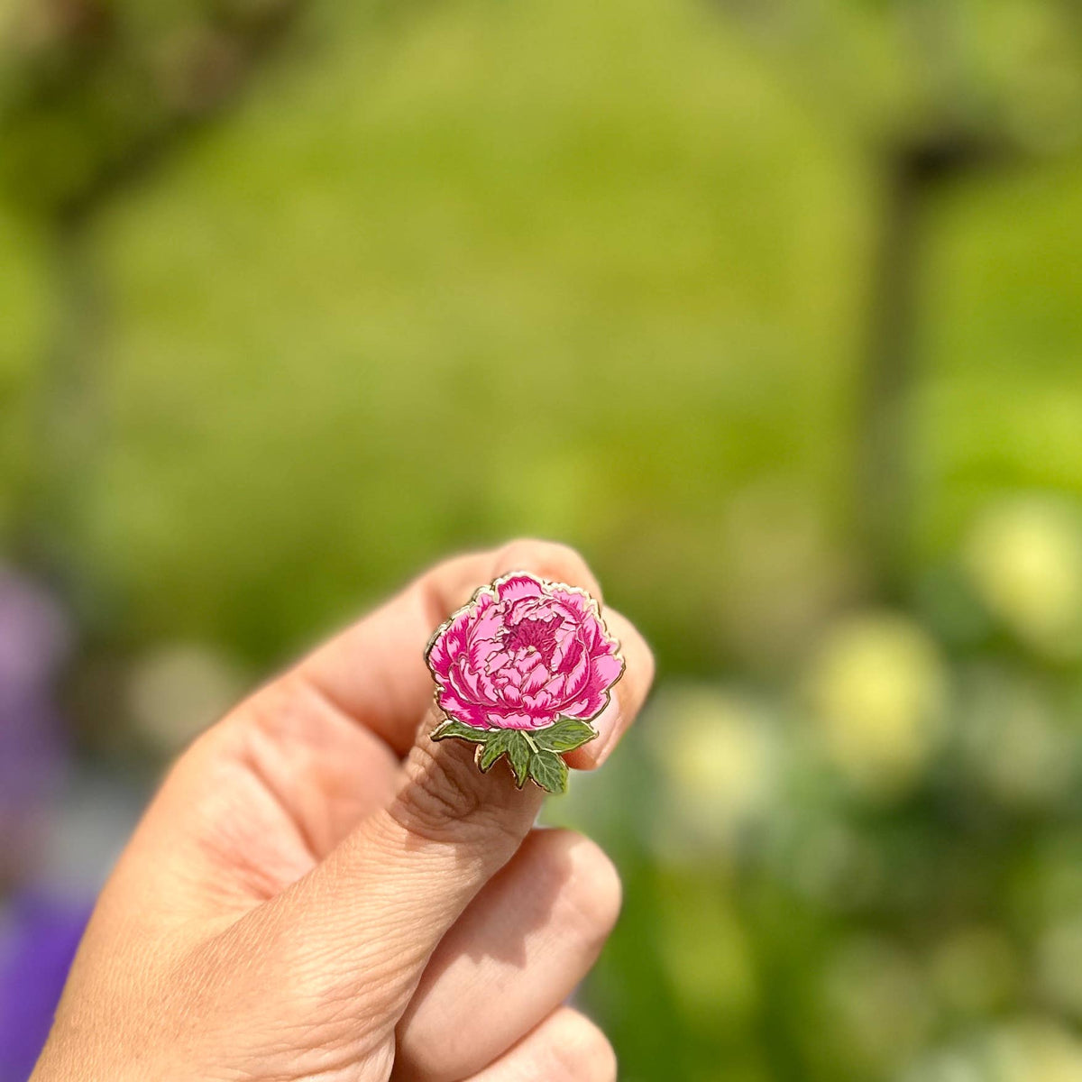 Peony Flower Floral Enamel Pin Unisex , , , Long Sleeve Tee