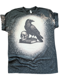 Raven + Skull + Book Gothic – Bleached Tee Unisex , , , Long Sleeve Tee
