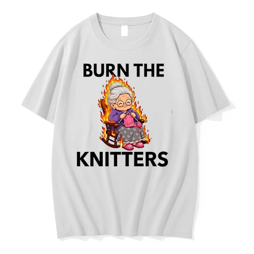 Burn The Knitters Grandma Is Crocheting Flame Graphic 0 Tshirts Sweater Unisex , , , Long Sleeve Tee