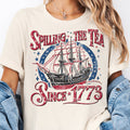 USA Spilling the Tea American 1776 Patriotic Graphic Tee Unisex , , , Long Sleeve Tee