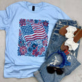 Floral Americana Flag Tee Unisex , , , Long Sleeve Tee