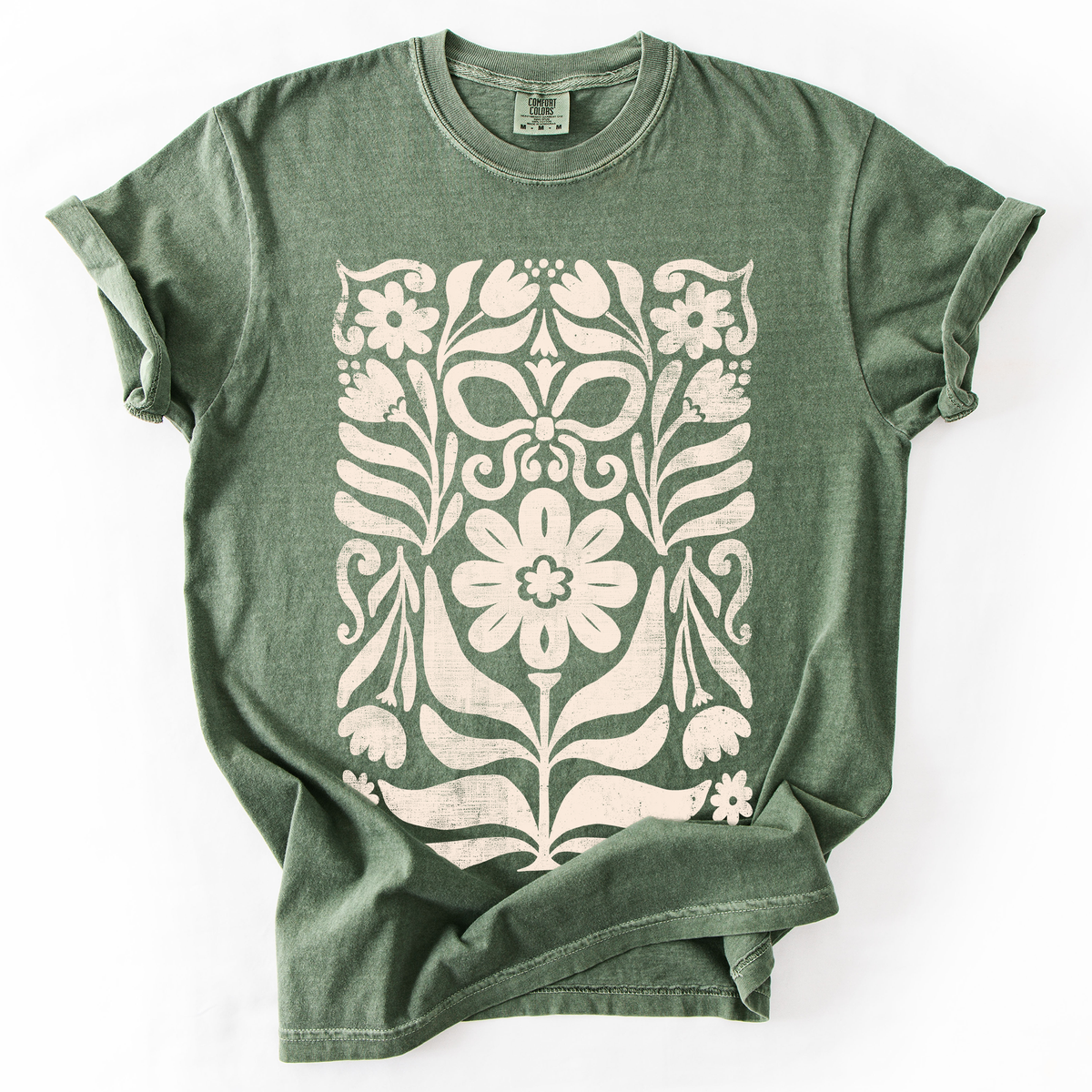 Vintage Folk Flower Pattern, Vintage Boho, Nature Unisex , , , Long Sleeve Tee