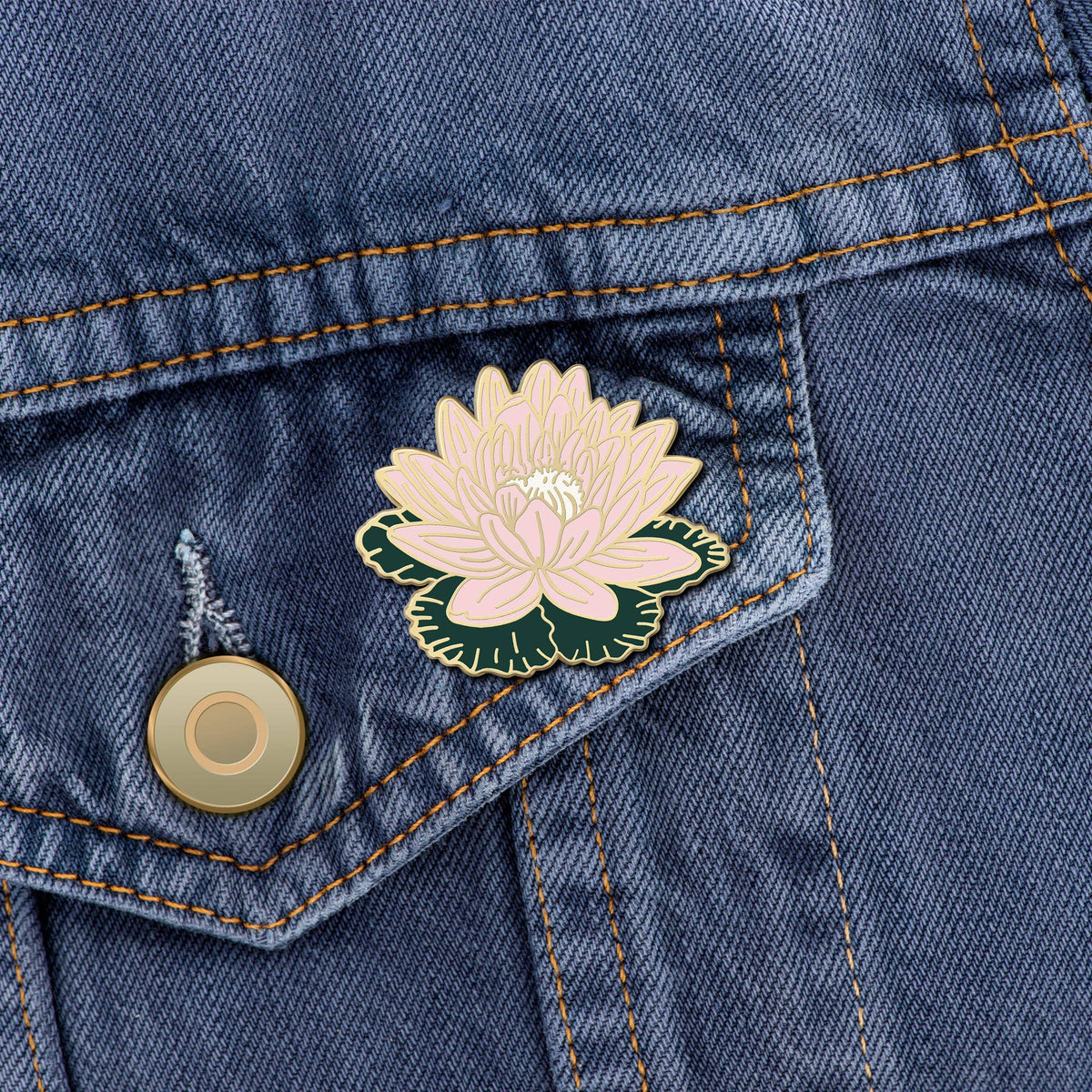 Pink Water Lily Flower Enamel Pin | July Birth Month Flower Unisex , , , Long Sleeve Tee