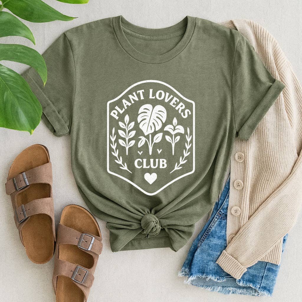 Plant Lovers Club – Botanical Graphic Tee For Gardeners, Plant Moms & Dads, Nature Lover Shirt, Gardening Gift