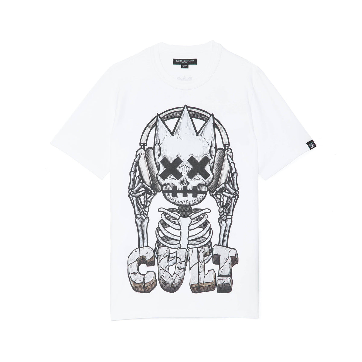 Cult's Short Sleeve Crew Neck Tee "Evolution" in White Unisex , , , Long Sleeve Tee