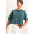 Mineral Wash Waffle Knit Pocket Top Unisex , , , Long Sleeve Tee