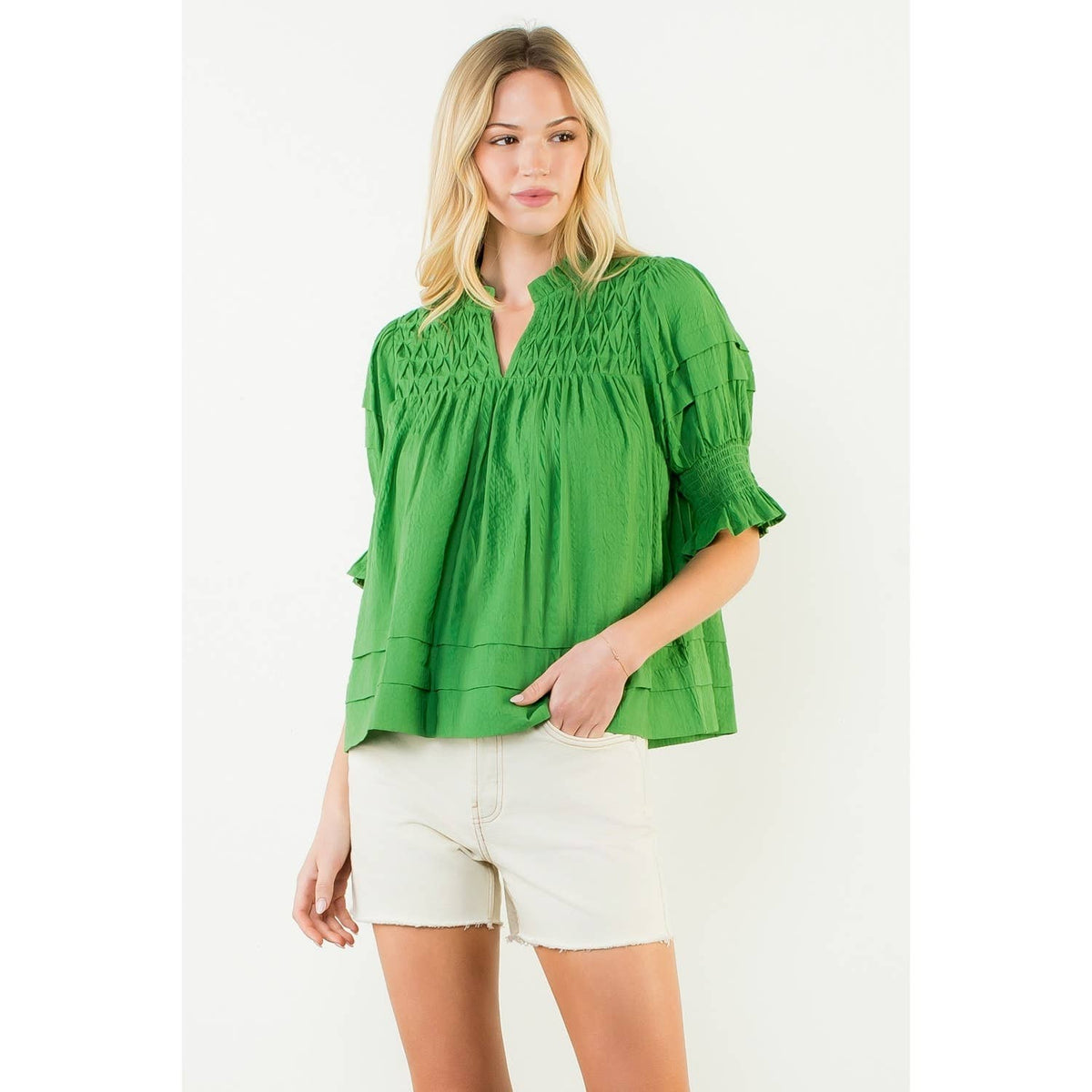 Short Sleeve Crinkle Detail Top Unisex , , , Long Sleeve Tee