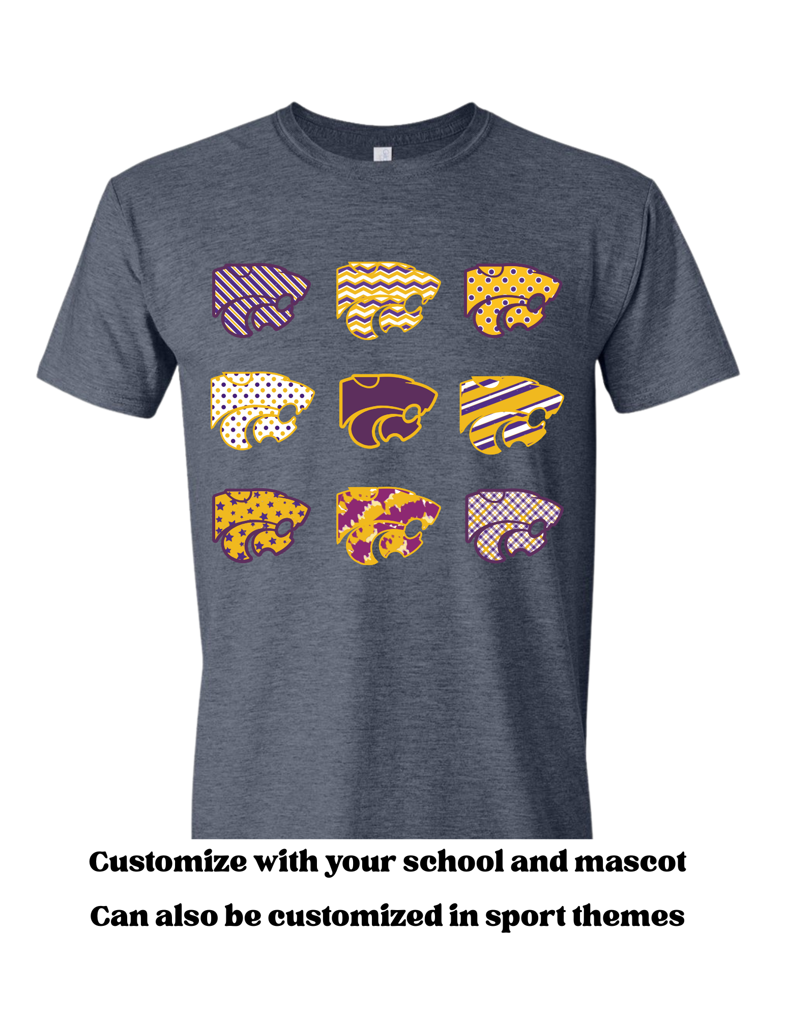 Logo or Sport Grid Custom Mascot School Spirit Shirt Unisex , , , Long Sleeve Tee